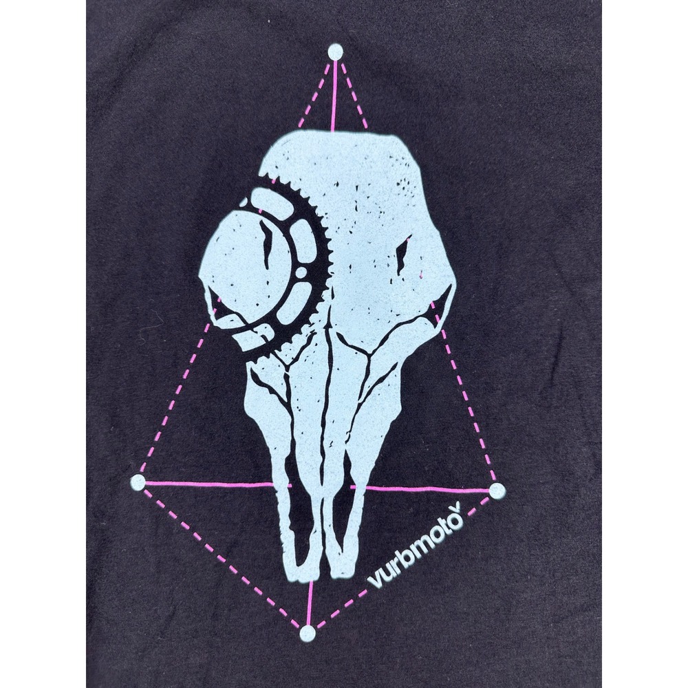 Vurbmoto Mens Graphic T-Shirt Black Skull Gear Motocross Large Short Sleeve L